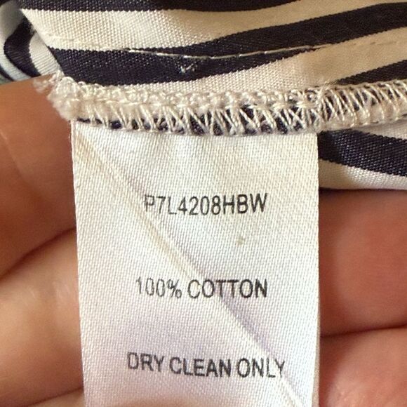 Parker Elena Pinstripe Blouse with Long  Sleeve & Corset Lacing. Size Medium. - Picture 9 of 9